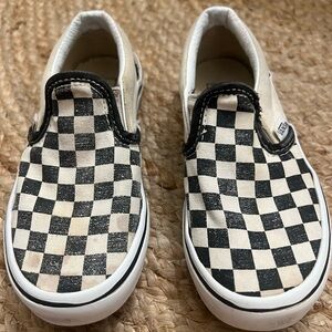 Vans Kids Black and White Checkered Slip-On Sneakers